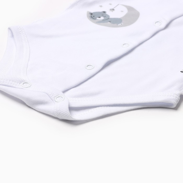 Боди с закрытыми ручками, цвет белый/мишка, рост 62 см