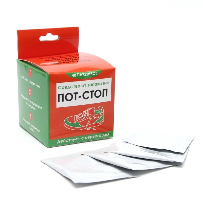 Средство от запаха ног «Пот - Стоп», 48 пакетиков по 1,5 г Средство от запаха ног «Пот - Стоп», 48 пакетиков по 1,5 г
