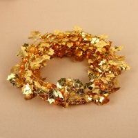 Листья на металлической проволоке, с бусинами, 21 &times; 18 мм, 5 м, цвет золотой