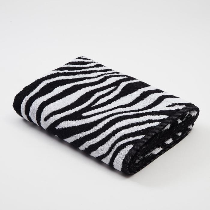 Полотенце махровое Этель ЧБ &laquo;Зебра&raquo;, пестроткань, 70х130 см