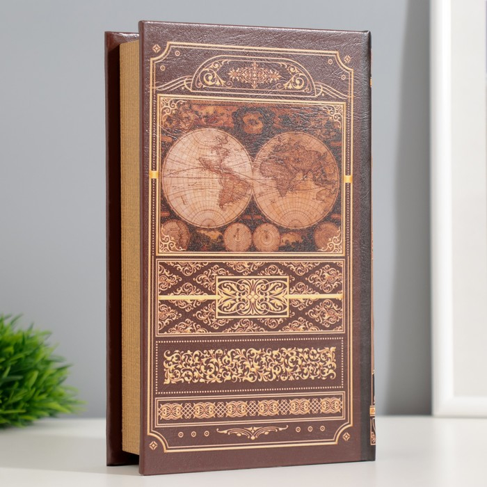 Сейф дерево книга кожзам "Атлас Мира"21х13х5 см