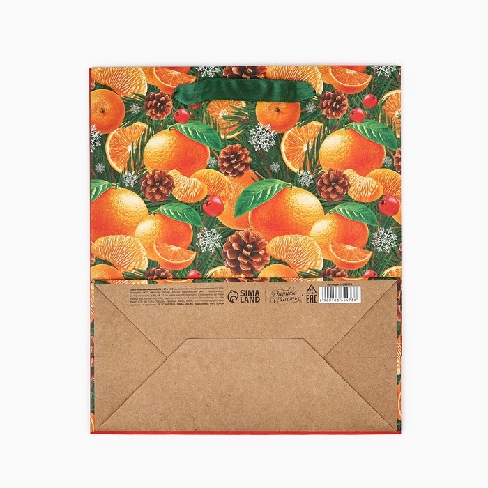 Пакет подарочный новогодний крафтовый вертикальный &laquo;Мечты сбываются&raquo;, ML 23 х 27 х 11.5 см , Новый год