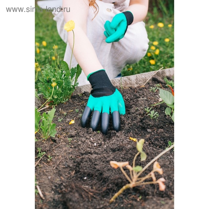 Перчатки садовые, нейлоновые &laquo;Землеройки&raquo;, с латексной пропиткой, с когтями, размер 10, зелёные, Greengo