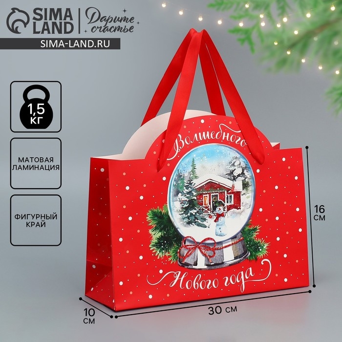 Пакет подарочный новогодний &laquo;Волшебного Нового Года&raquo;, 30 х 19,7 х 10 см, Новый год