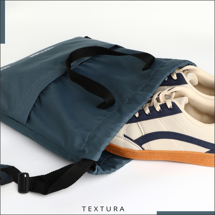 Мешок для обуви на стяжке, наружный карман, TEXTURA, цвет серый