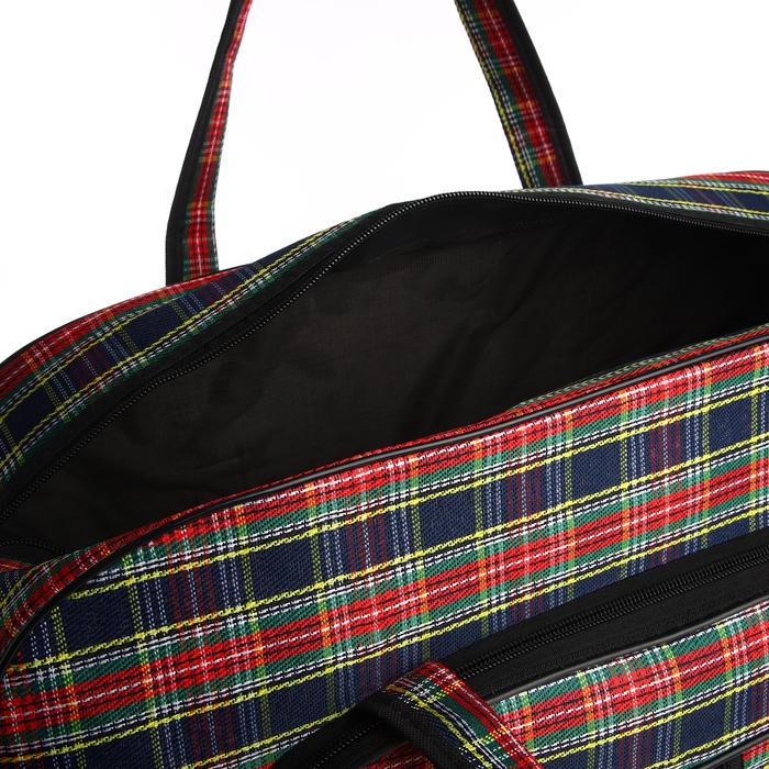 Сумка дорожная на молнии, наружный карман, длинный ремень, цвет красный/зелёный