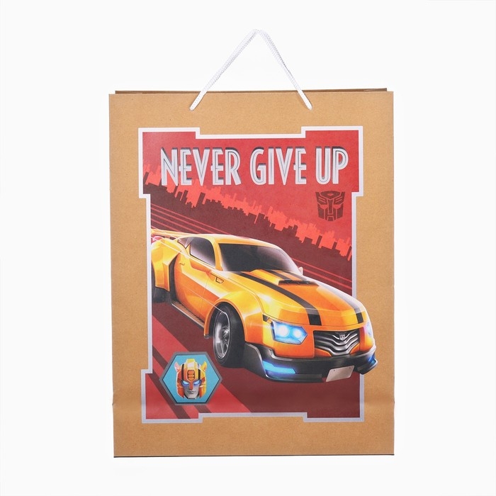 Пакет подарочный крафт Пакет подарочный крафт "Happy Birthday" 40х31х11.5 см, Трансформеры