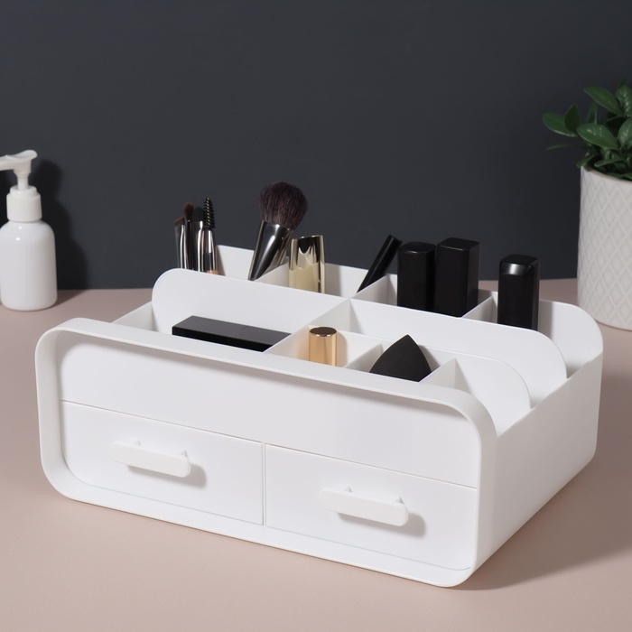 Органайзер 2-х уровн 9секц с 2 ящик 26*16,5*10см бел мат к/кор накл QF