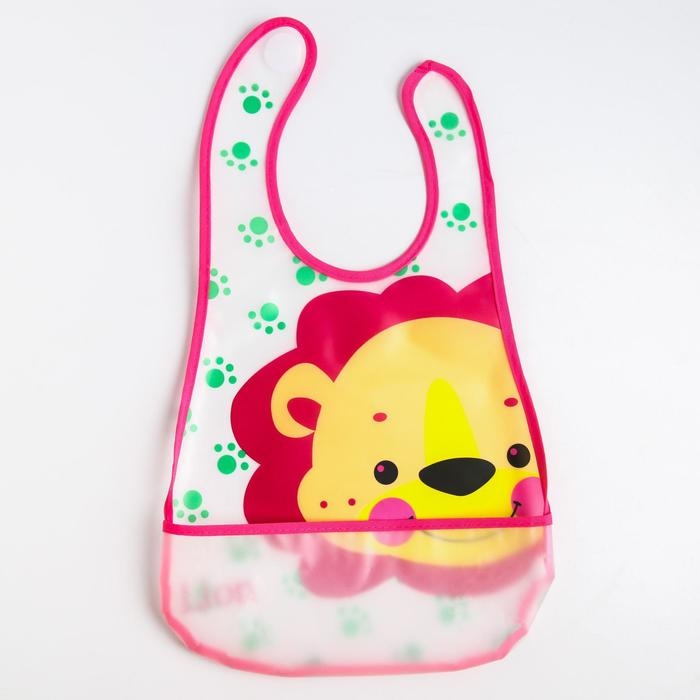 Нагрудник непромокаемый из клеёнки с карманом &laquo;Львёнок&raquo;, на липучке