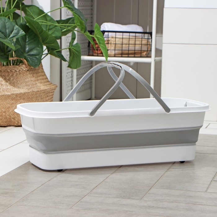 Ведро для уборки складное, 63&times;25&times;20 см (дно 53&times;17 см), цвет серый