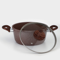 Кастрюля Доляна &laquo;Брауни&raquo;, 3,3 л, d=24 см, h=10 см, стеклянная крышка, антипригарное покрытие, индукция