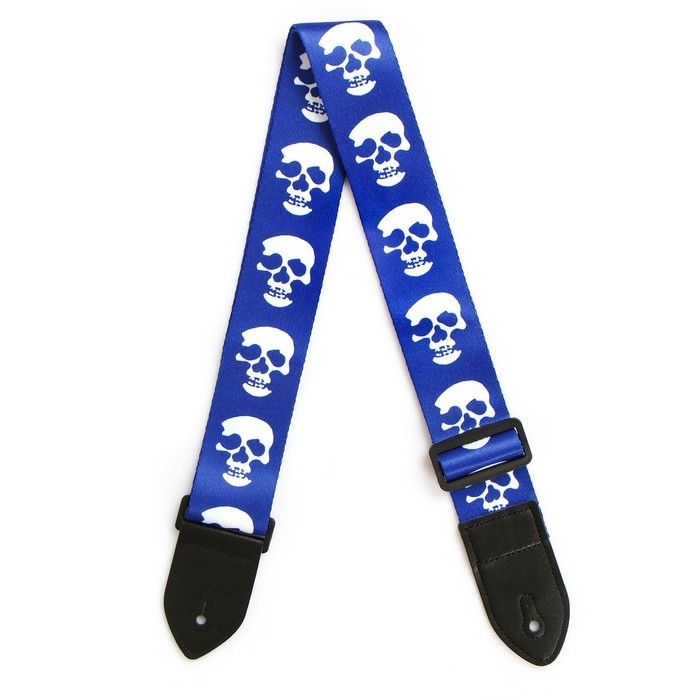 Ремень для гитары Music Life, 60-117х5 см, черепа на синем Ремень для гитары Music Life, 60-117х5 см, черепа на синем