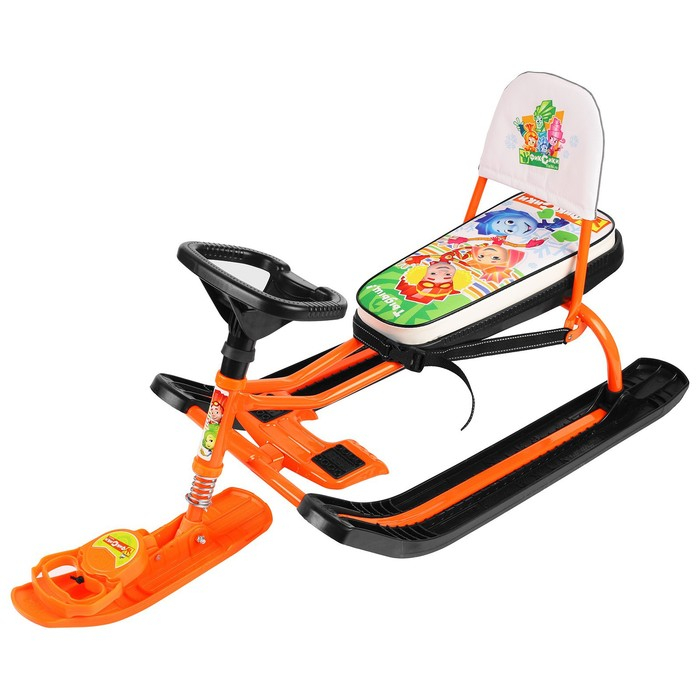 Снегокат &laquo;Тимка спорт 4-1 Фиксики&raquo;, ТС4-1/Ф12, со спинкой и ремнём безопасности, цвет оранжевый/чёрный