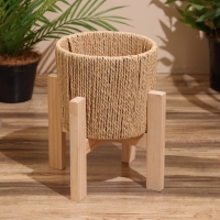 Набор плетёных кашпо, 3 шт, 29х29х22 см, цв. тёмно-бежевый