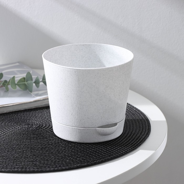 Горшок для цветов с прикорневым поливом «Альянс», 1 л, d=13 см, h=12 см, мрамор Горшок для цветов с прикорневым поливом «Альянс», 1 л, d=13 см, h=12 см, мрамор