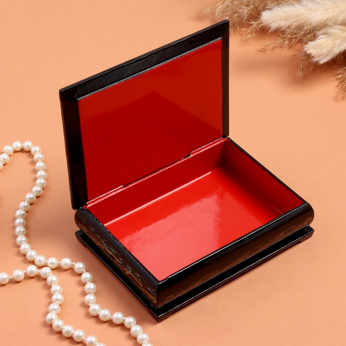 Шкатулка &laquo;Прогулка&raquo;, черная, 10х14 см, лаковая миниатюра