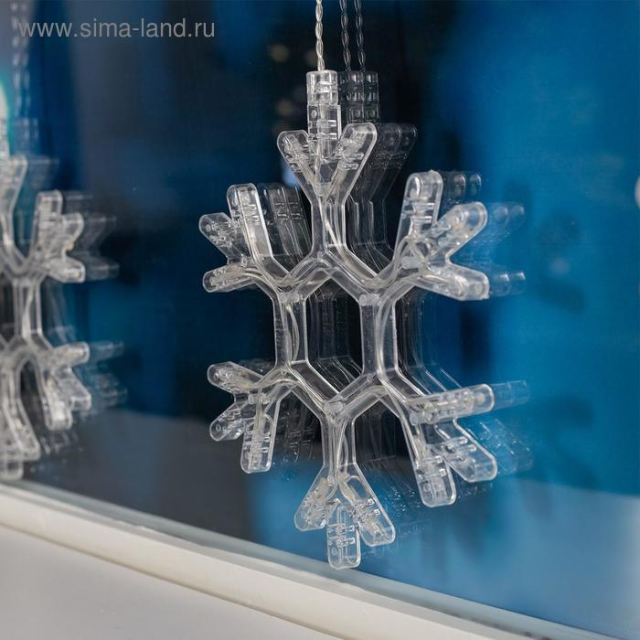 Гирлянда &laquo;Бахрома&raquo; 2.4 &times; 0.9 м с насадками &laquo;Снежинки&raquo;, IP20, прозрачная нить, 150 LED, свечение белое, 8 режимов, 220 В