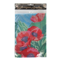 Алмазная мозаика с полным заполнением на холсте &laquo;Маки&raquo;, 15 х 21 см