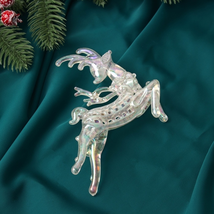 Украшение ёлочное "Олень резной" 10,5х12 см, прозрачный перламутр