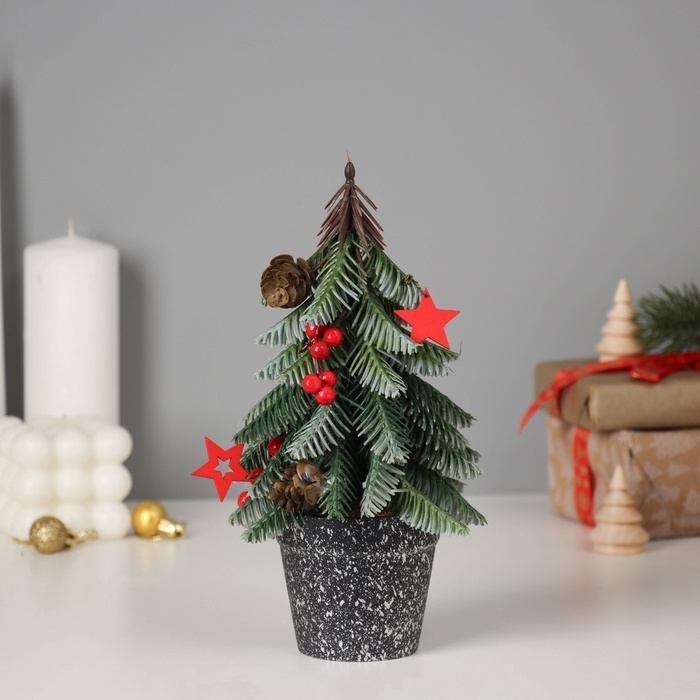 Ёлка декор Ёлка декор "С ягодками, в горшочке" 22х7,5 см