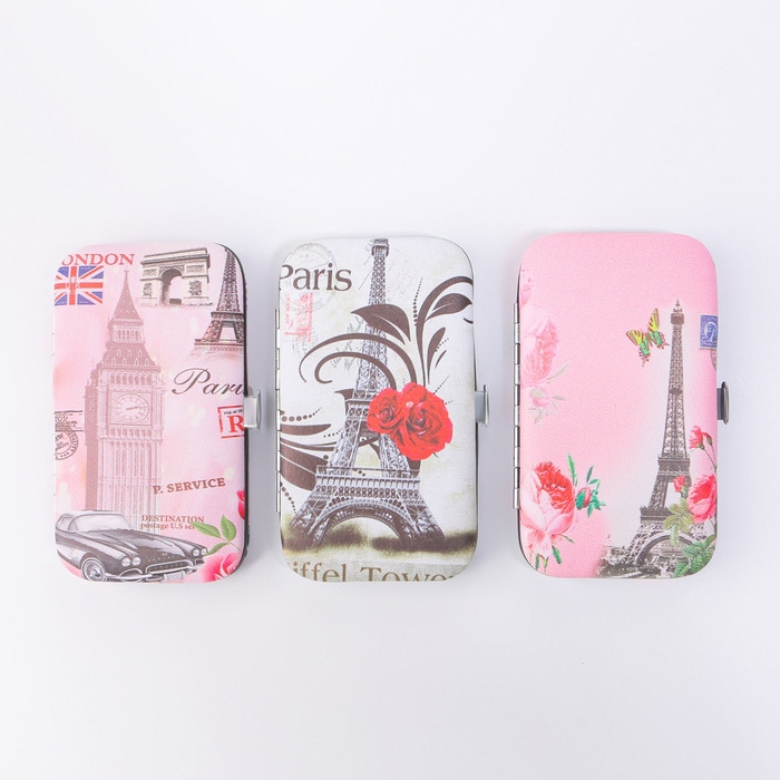 Набор маникюрный &laquo;Париж&raquo;, 6 предметов, в футляре, рисунок МИКС