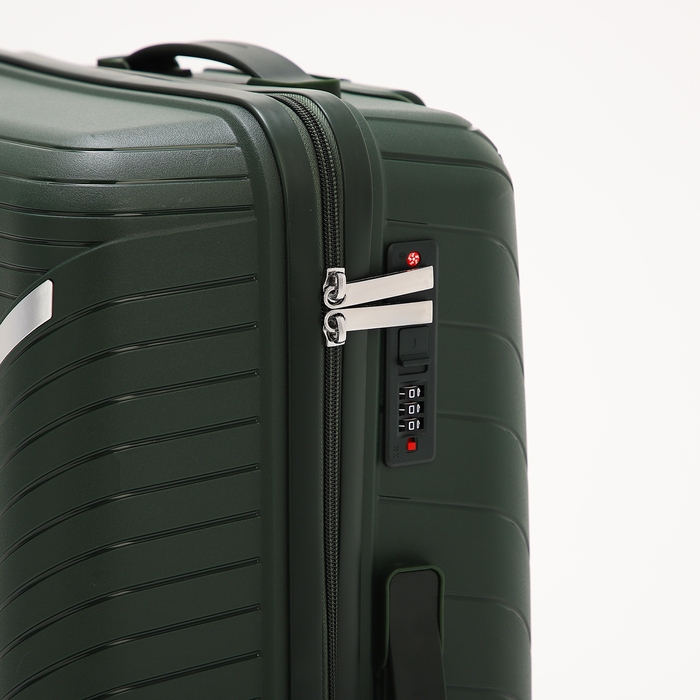 Чемодан средний 69 л (M), отдел на молнии, кодовый замок, 4 колеса, цвет зелёный