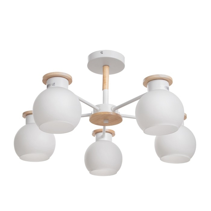 Люстра Люстра "Паула" 5х60Вт Е27 Белый, дерево 58х58х30см