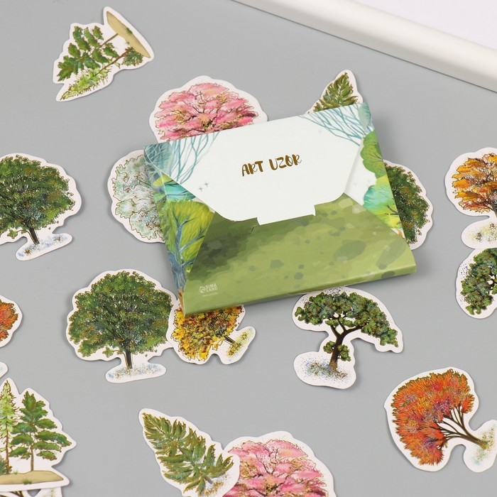 Наклейки для творчества Наклейки для творчества "Деревья" тиснение золото набор 48 шт 9х7х0,8 см