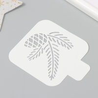 Трафарет пластиковый "Веточка с шишкой", размер 9х9 см