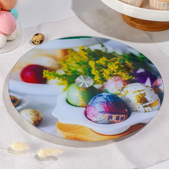 Подставка стеклянная для торта вращающаяся Доляна «Светлая Пасха», d=32 см ㅤ Подставка стеклянная для торта вращающаяся Доляна «Светлая Пасха», d=32 см ㅤ