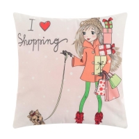 Наволочка декоративная Этель Девичьи истории&raquo;Shopping&raquo; 40х40 см, велюр