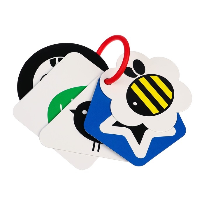 Развивающая игрушка по методике Г. Домана карточки на кольце &laquo;Зверята&raquo;, 5 шт., Крошка Я