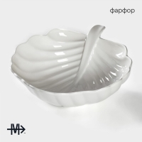 Салатник фарфоровый Magistro «Лист Бланш», 550 мл, 20,5×17 см, цвет белый Салатник фарфоровый Magistro «Лист Бланш», 550 мл, 20,5×17 см, цвет белый