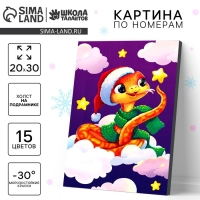 Картина по номерам на новый год на холсте с подрамником &laquo;Змея со звёздочкой&raquo;, 20 х 30 см, символ года 2025
