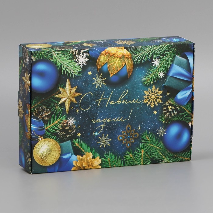 Коробка подарочная новогодняя складная &laquo;Новогодние игрушки&raquo;, 21 х 15 х 5 см, Новый год