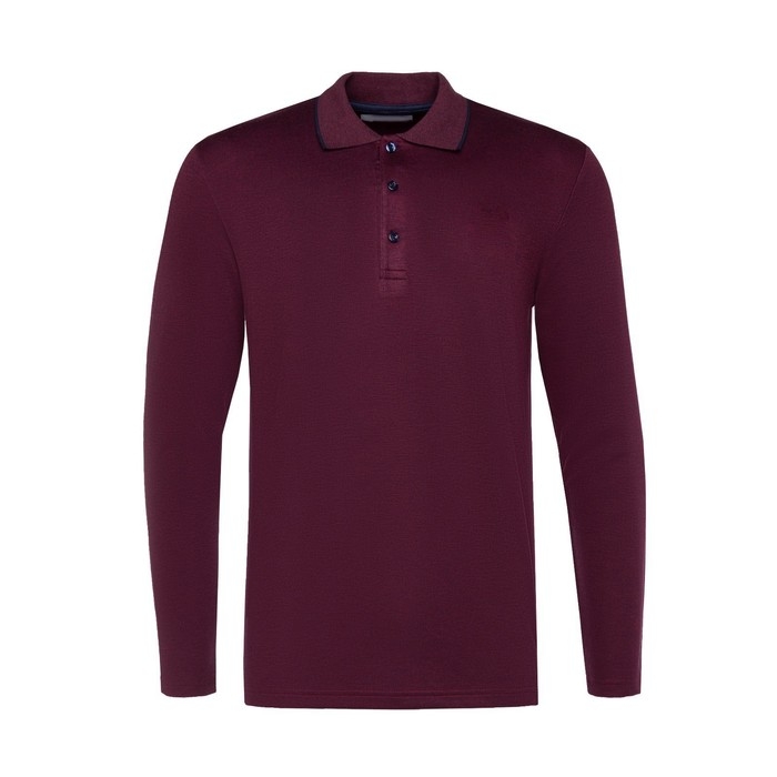 Поло мужское с длинным рукавом, цвет бордовый, размер 44 (S)