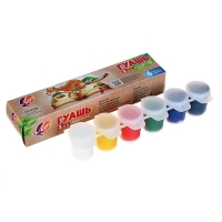 Гуашь 6 цветов х 15 мл ZOO, блок-тара Гуашь 6 цветов х 15 мл ZOO, блок-тара