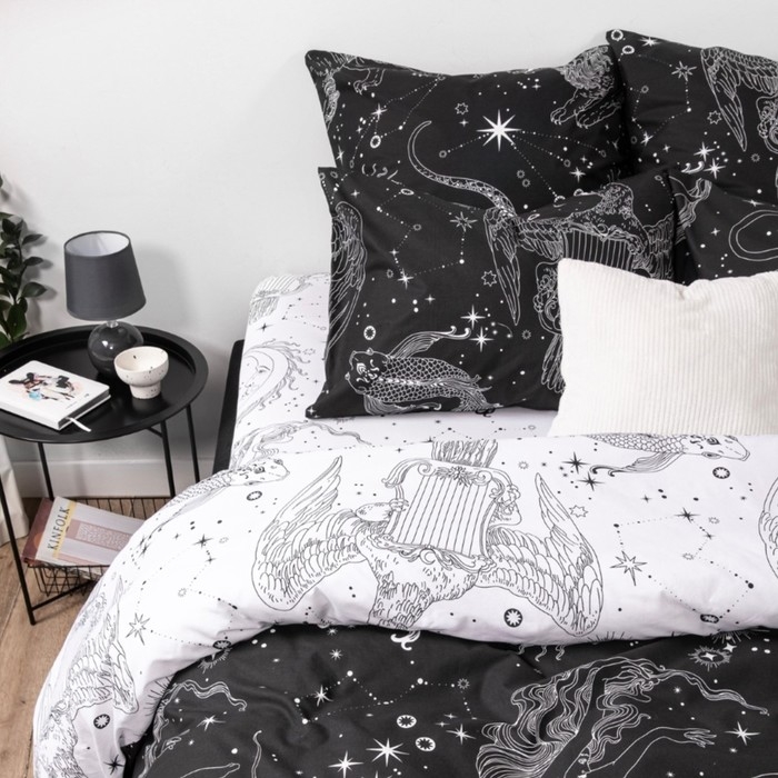 Постельное бельё 1,5сп Ночь Нежна &laquo;Таро&raquo;, 145х215см, 145х215см, 70х70см 2шт, поплин, хлопок, 110гр