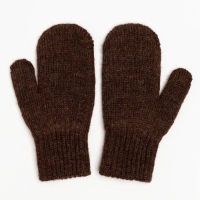 Варежки двойные детские, цвет тёмно-коричневый, размер 14 (6-9 лет)