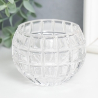 Подсвечник стекло "Бочонок" d-4,5 см прозрачный 7,5х7,5х6 см