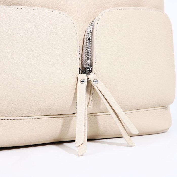 Сумка-тоут на молнии, 3 наружных кармана, цвет бежевый Сумка-тоут на молнии, 3 наружных кармана, цвет бежевый