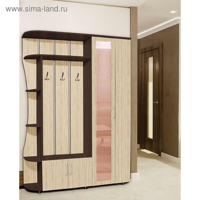 Прихожая Ксения -1 правая, 2150х1500х385, Венге/Дуб молочный