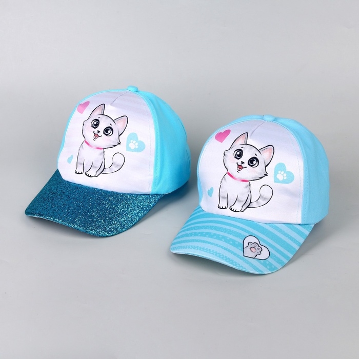 Кепка детская для девочки &laquo;Котик&raquo;, р-р. 52-54 см, 5-7 лет, МИКС