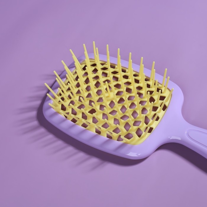 Расчёска массажная, широкая, вентилируемая, 8,5 × 20,5 см, PVC коробка, цвет сиреневый/жёлтый Расчёска массажная, широкая, вентилируемая, 8,5 × 20,5 см, PVC коробка, цвет сиреневый/жёлтый