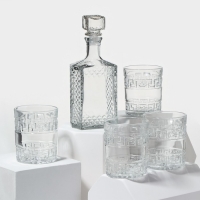 Набор штоф «Оптика», 500 мл, стакан «Крист», 350 мл, 4 шт, МИКС Набор штоф «Оптика», 500 мл, стакан «Крист», 350 мл, 4 шт, МИКС