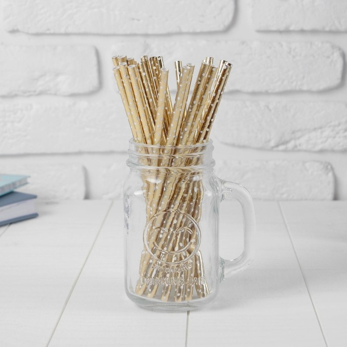 Трубочки для коктейля &laquo;Конфетти&raquo;, набор 25 шт., цвет золотой
