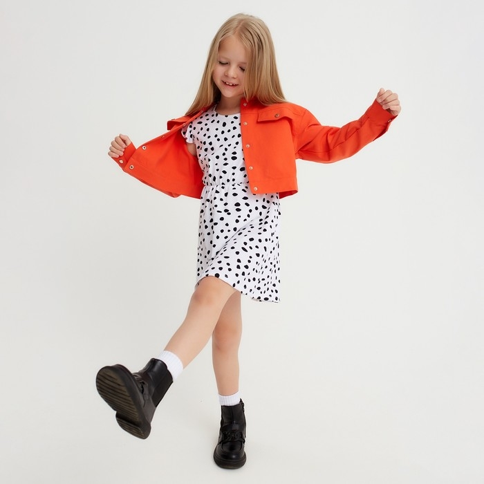 Рубашка для девочки джинсовая, укороченная KAFTAN, размер 32 (110-116 см), цвет оранжевый