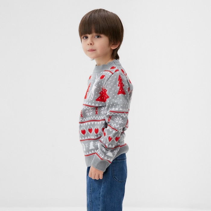 Джемпер вязаный детский KAFTAN Джемпер вязаный детский KAFTAN "Новогодний" размер 34, (122-128 см), серый