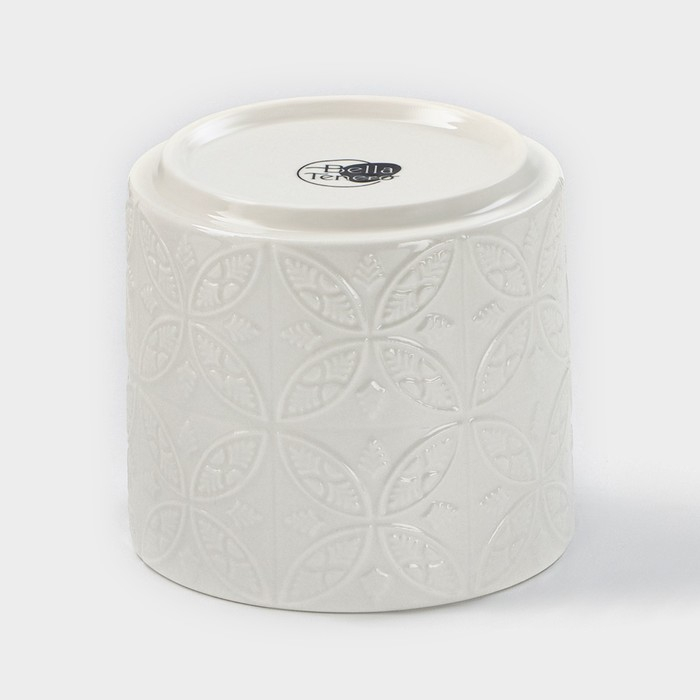 Банка для хранения сыпучих продуктов BellaTenero &laquo;Листья&raquo;, 300 мл, d=8,5 см, с бамбуковой крышкой, фарфоровая, цвет белый