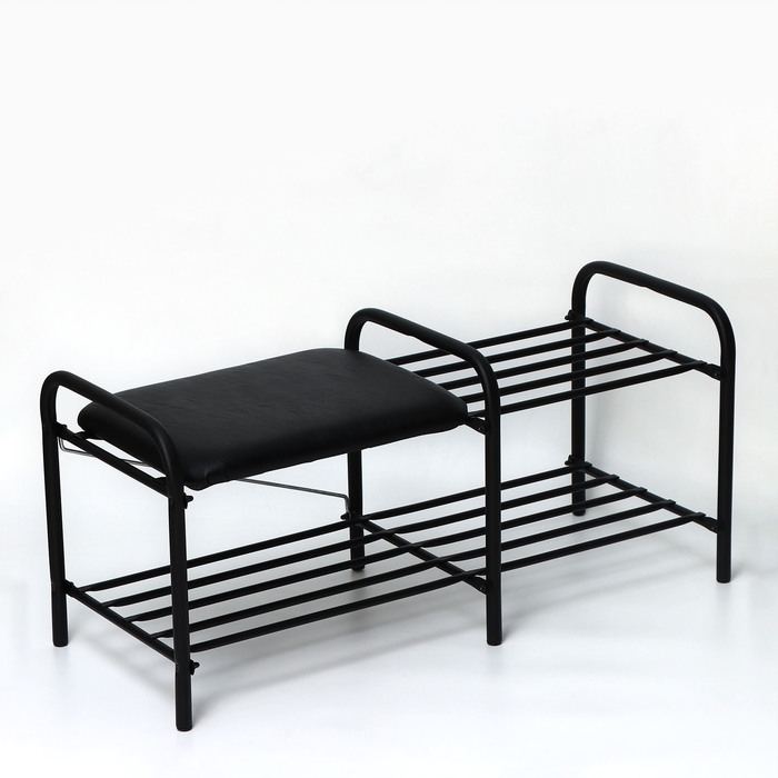 Этажерка для обуви с сиденьем &laquo;Люкс&raquo;, 79&times;33&times;36 см, 2 полки, цвет чёрный